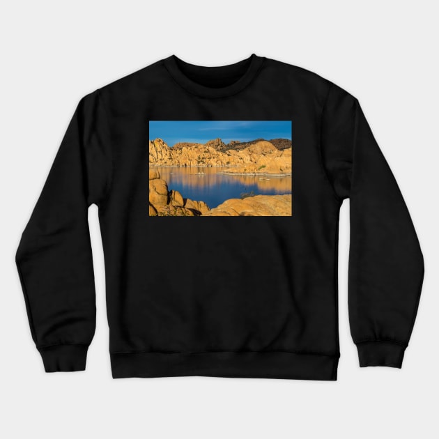 Morning Light at Watson Lake Crewneck Sweatshirt by algill